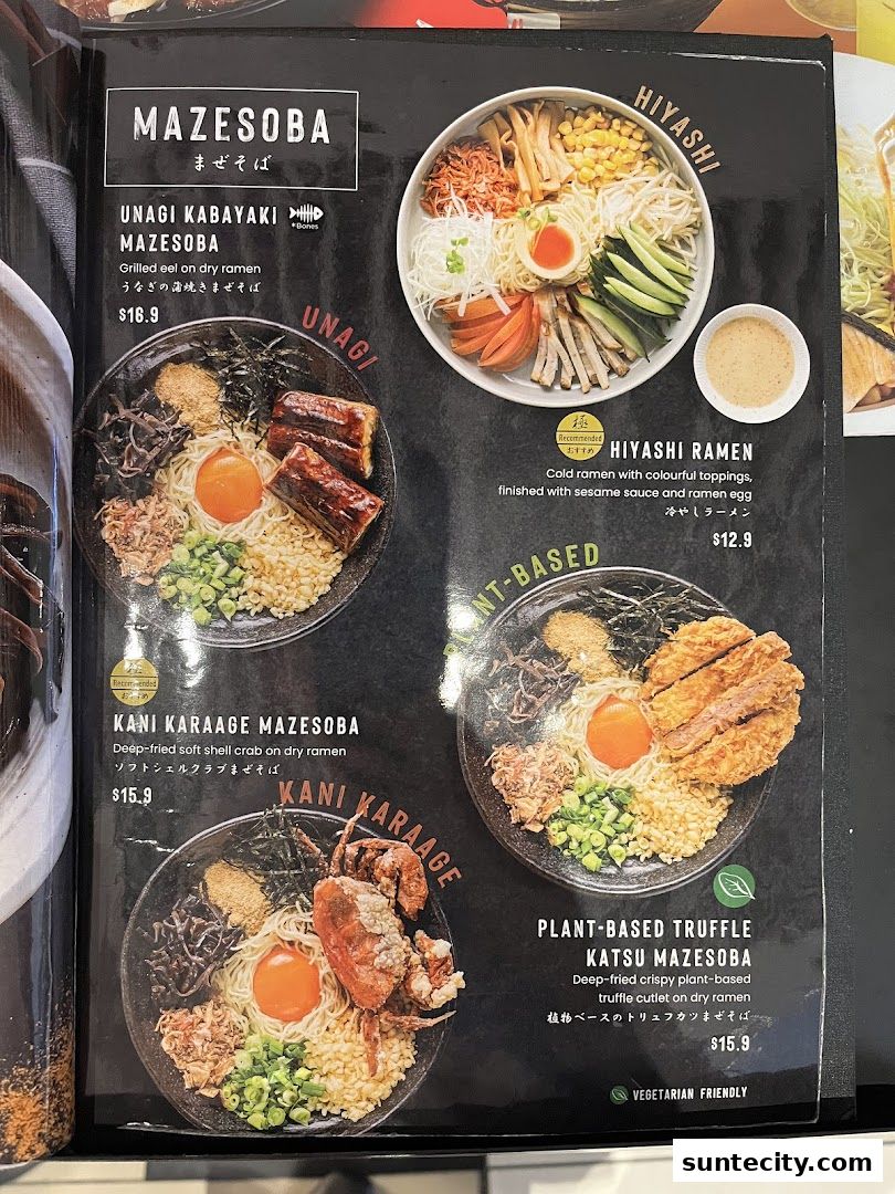 Menu page for Kiwami Ramen  Gyoza Bar Suntec City
