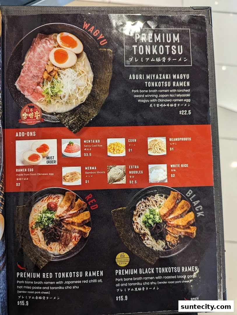 Menu page for Kiwami Ramen  Gyoza Bar Suntec City