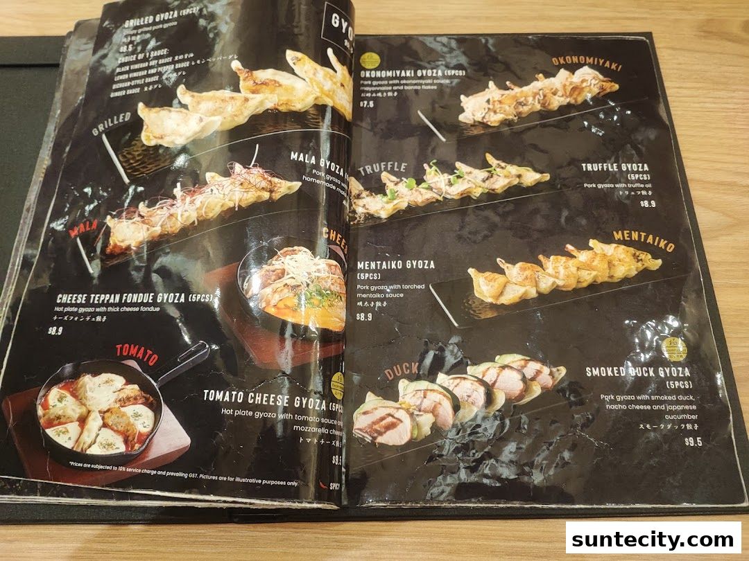 Menu page for Kiwami Ramen  Gyoza Bar Suntec City