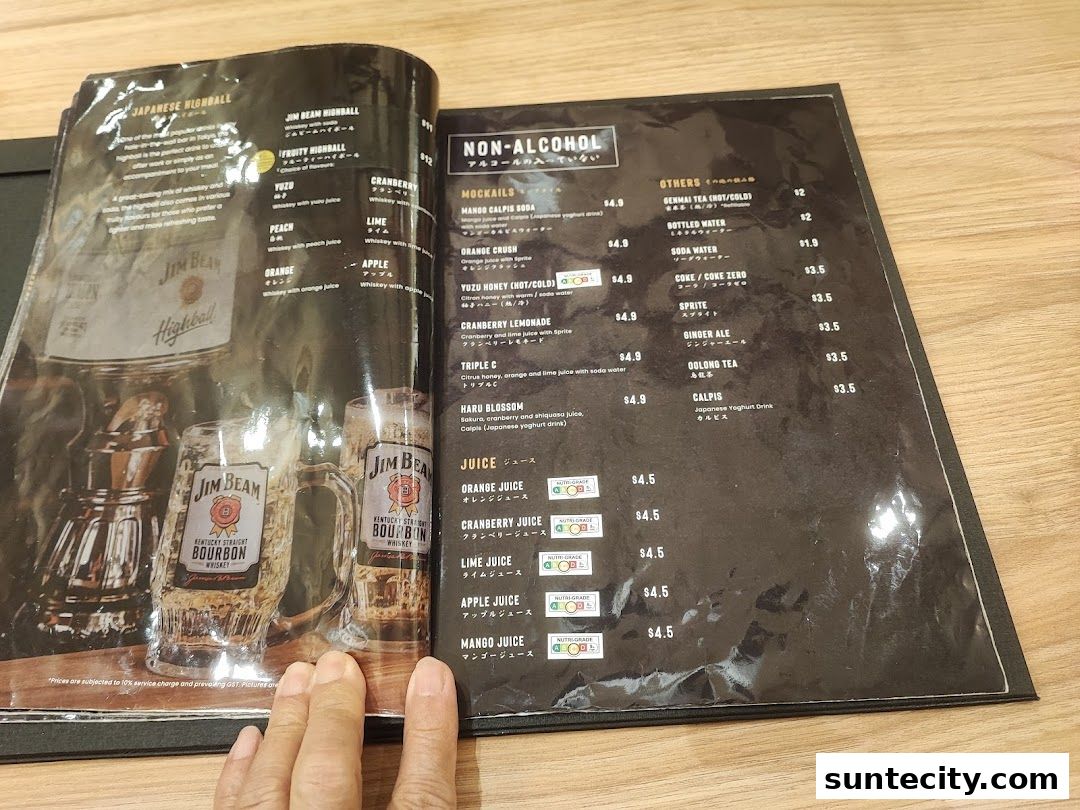 Menu page for Kiwami Ramen  Gyoza Bar Suntec City