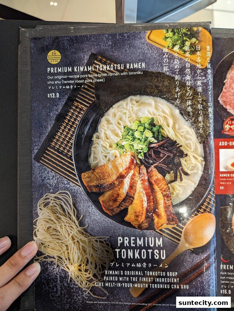 Menu page for Kiwami Ramen  Gyoza Bar Suntec City