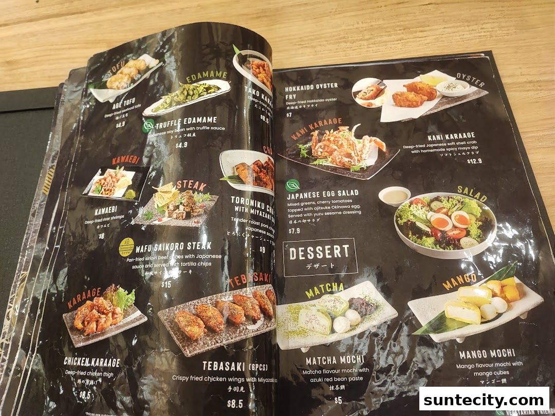 Menu page for Kiwami Ramen  Gyoza Bar Suntec City