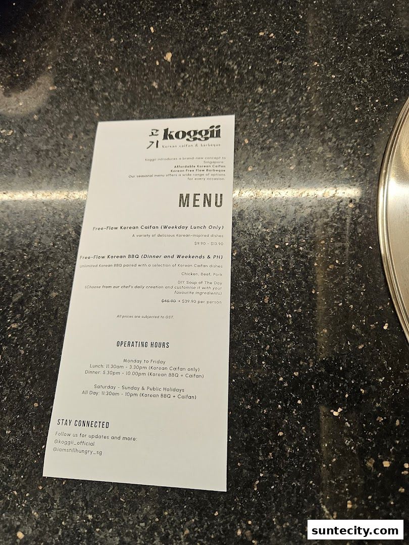 Menu page for Koggii