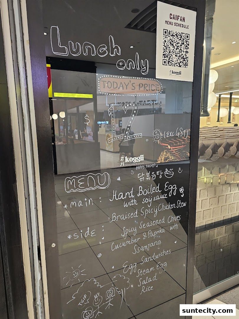 Menu page for Koggii