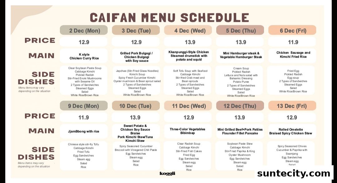 Menu page for Koggii