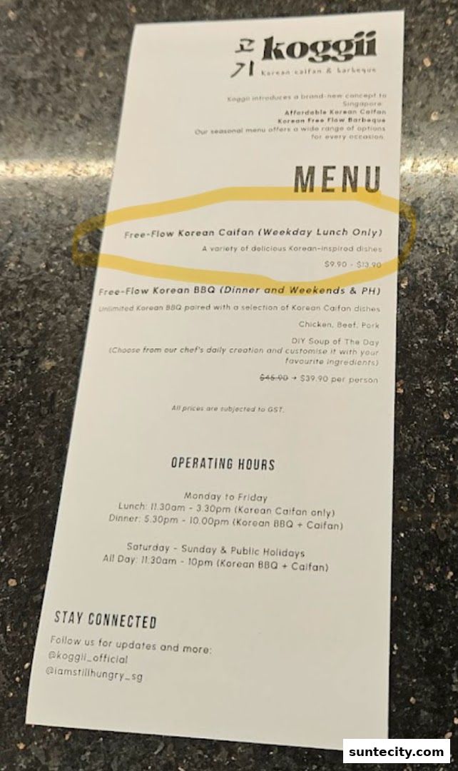 Menu page for Koggii