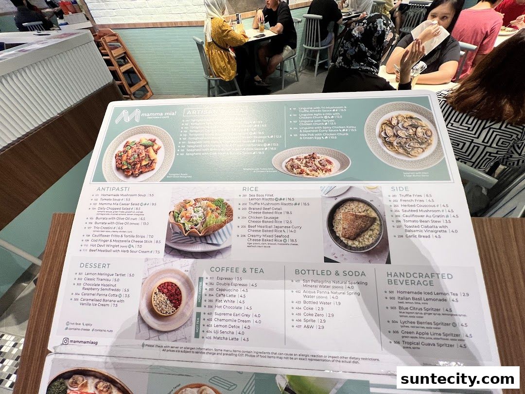 Menu page for Mamma Mia Trattoria E Caffè Suntec City