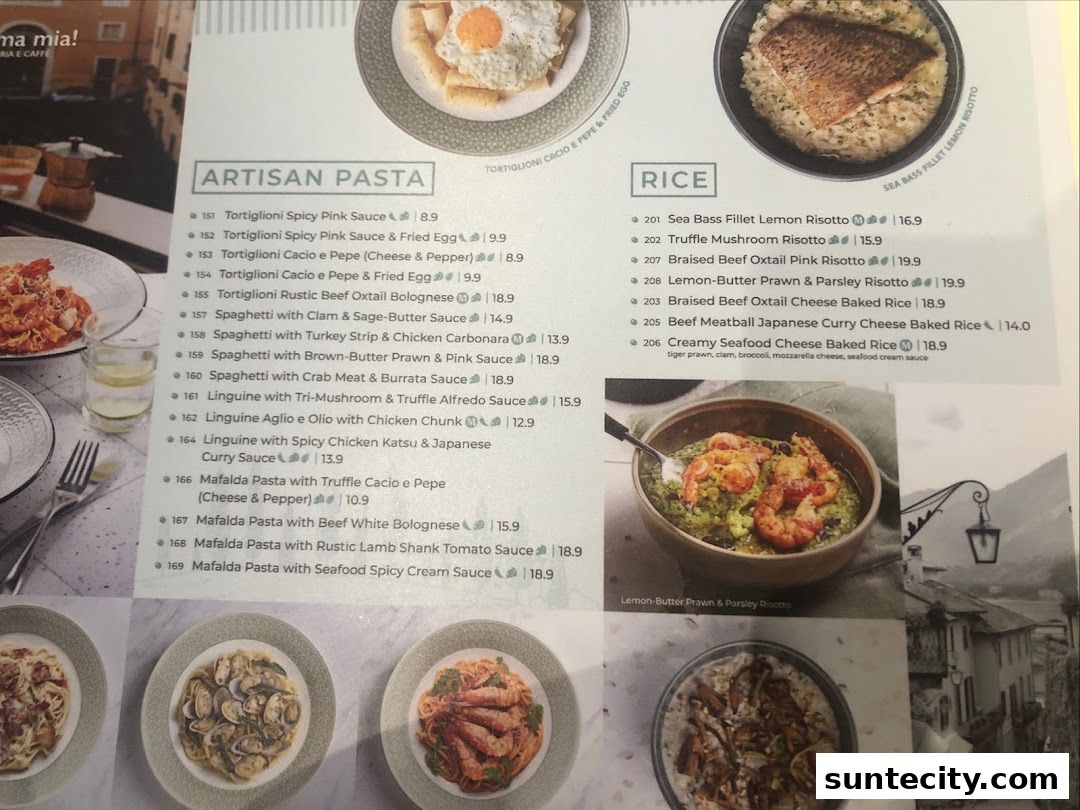 Menu page for Mamma Mia Trattoria E Caffè Suntec City