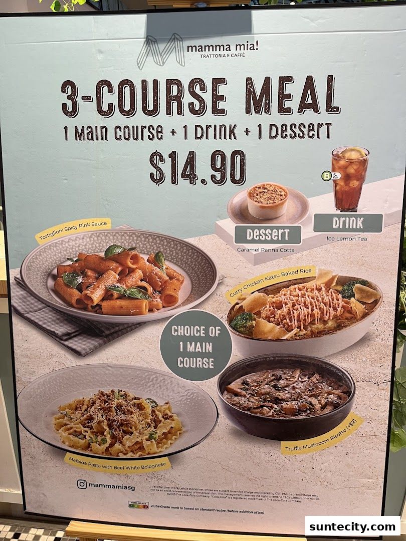 Menu page for Mamma Mia Trattoria E Caffè Suntec City