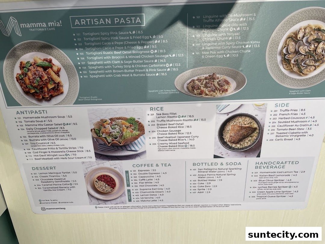 Menu page for Mamma Mia Trattoria E Caffè Suntec City