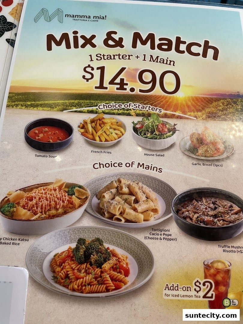 Menu page for Mamma Mia Trattoria E Caffè Suntec City