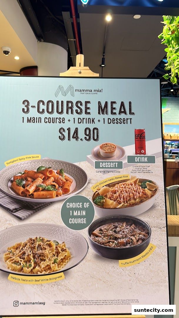 Menu page for Mamma Mia Trattoria E Caffè Suntec City