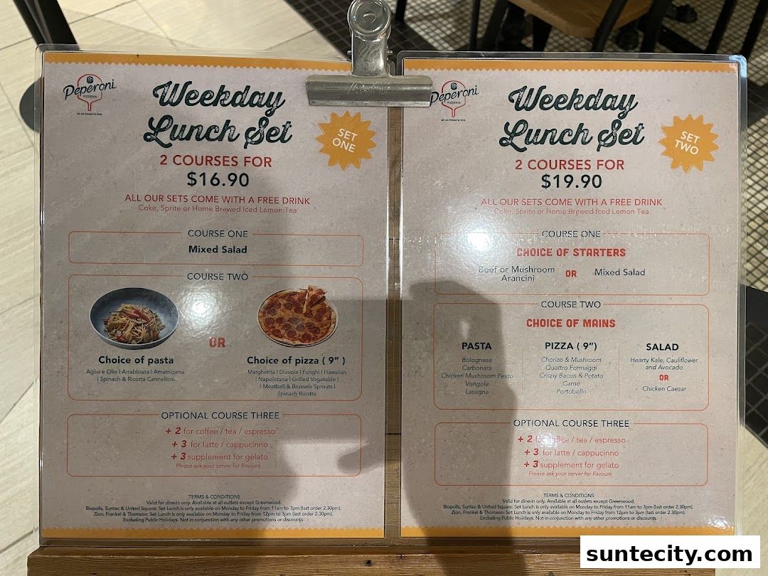 Menu page for Mamma Mia Trattoria E Caffè Suntec City