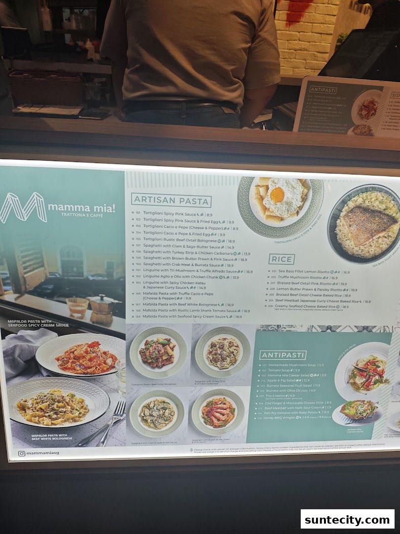 Menu page for Mamma Mia Trattoria E Caffè Suntec City