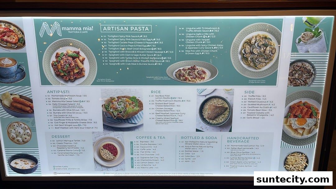 Menu page for Mamma Mia Trattoria E Caffè Suntec City