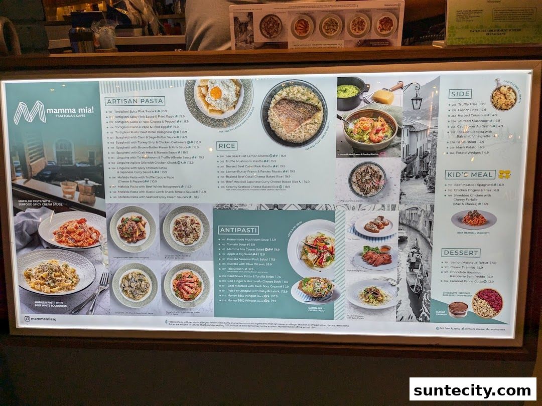 Menu page for Mamma Mia Trattoria E Caffè Suntec City