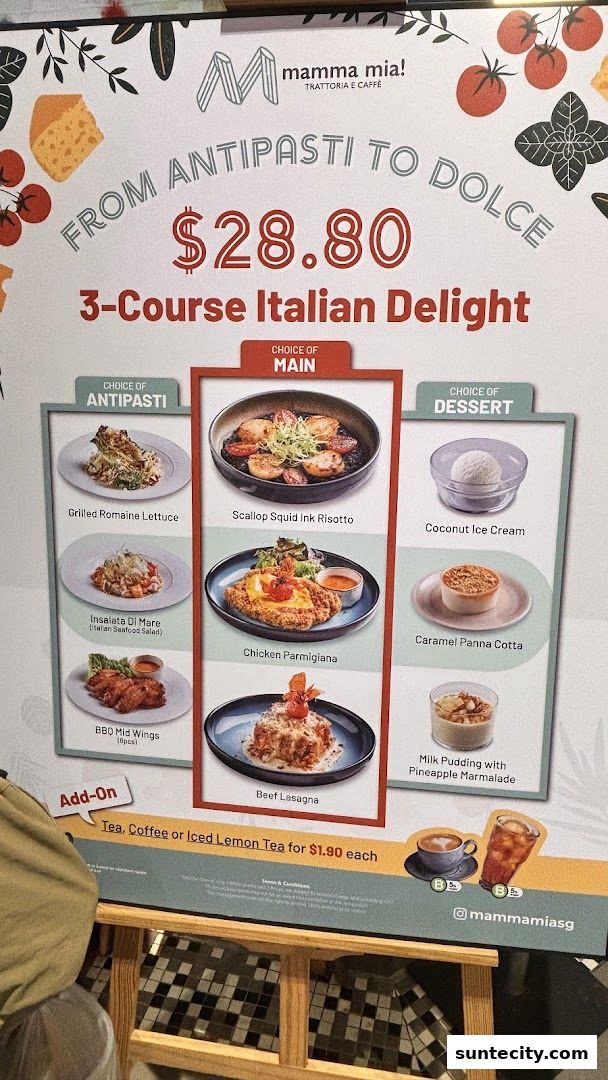 Menu page for Mamma Mia Trattoria E Caffè Suntec City