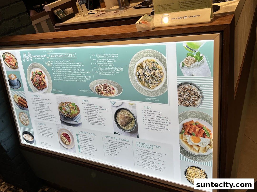Menu page for Mamma Mia Trattoria E Caffè Suntec City