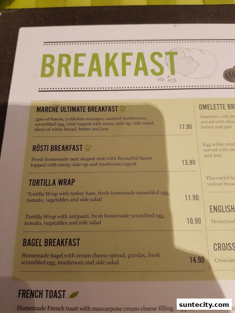 Menu page for Marché Suntec City