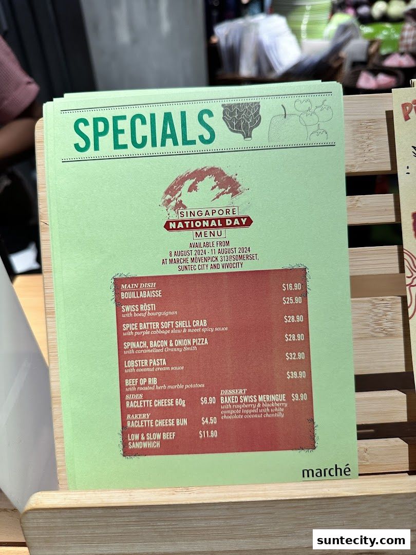 Menu page for Marché Suntec City
