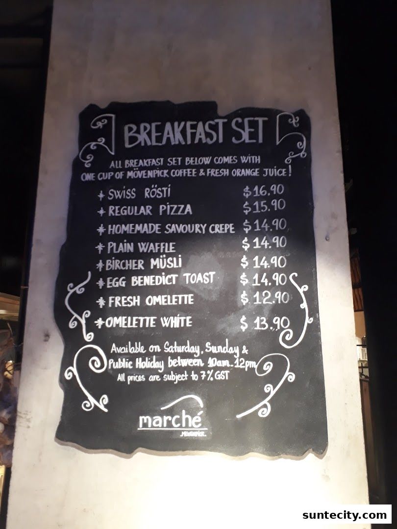 Menu page for Marché Suntec City