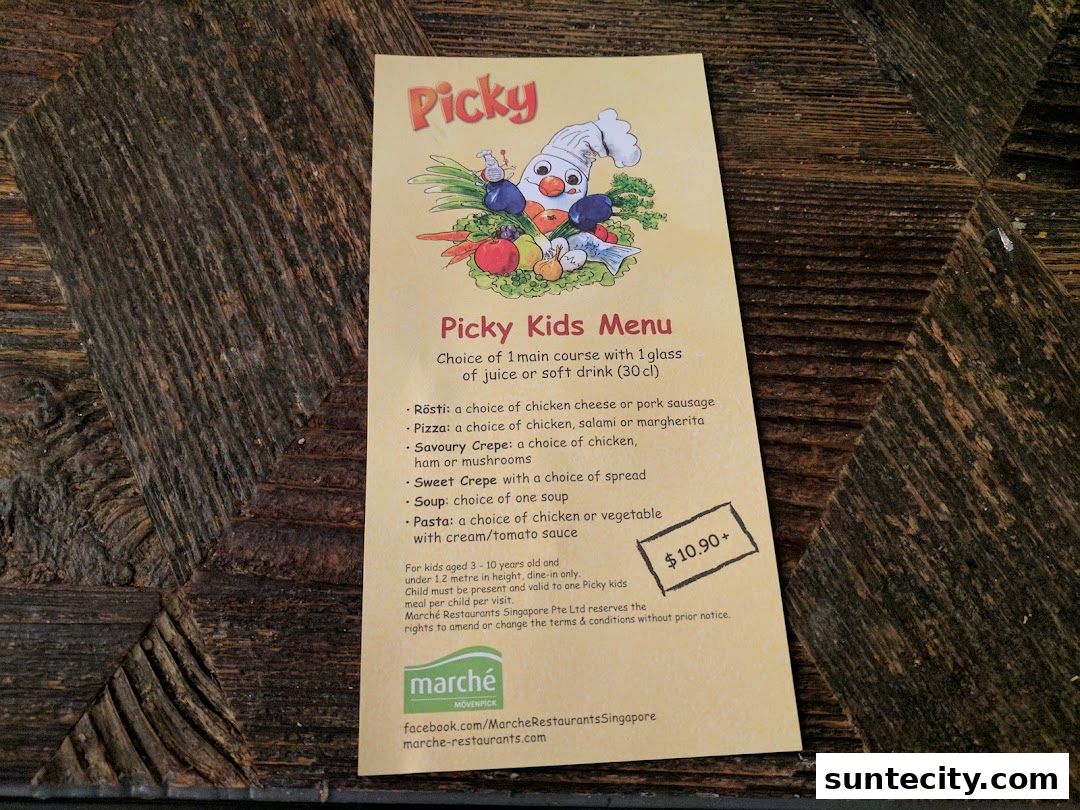 Menu page for Marché Suntec City