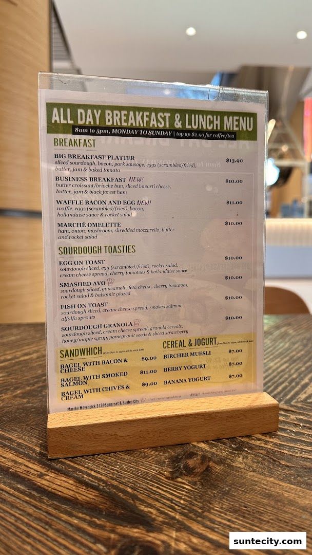 Menu page for Marché Suntec City