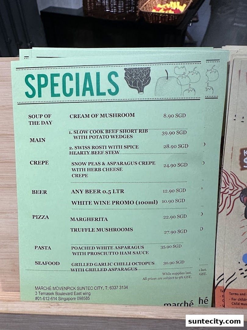 Menu page for Marché Suntec City
