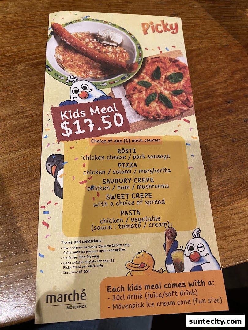 Menu page for Marché Suntec City