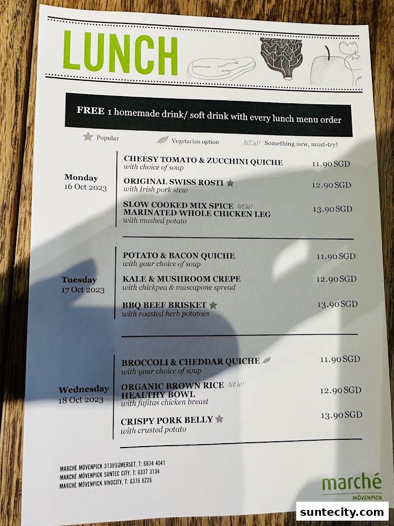 Menu page for Marché Suntec City