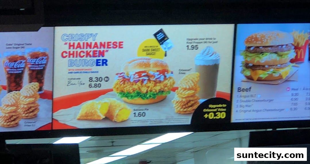 Menu page for McDonalds Suntec City