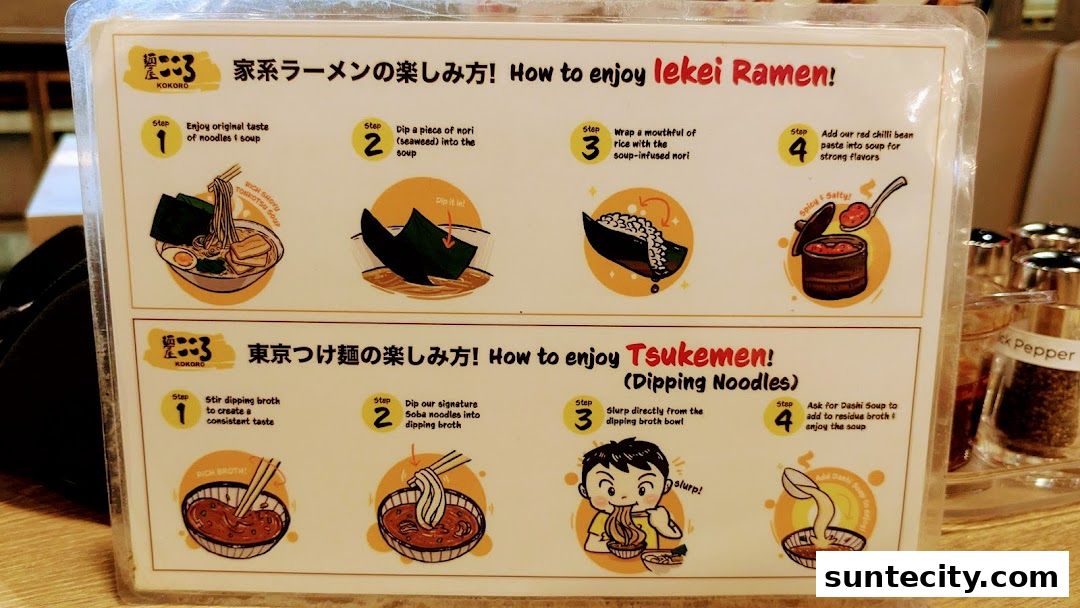 Menu page for Menya Kokoro  Suntec City