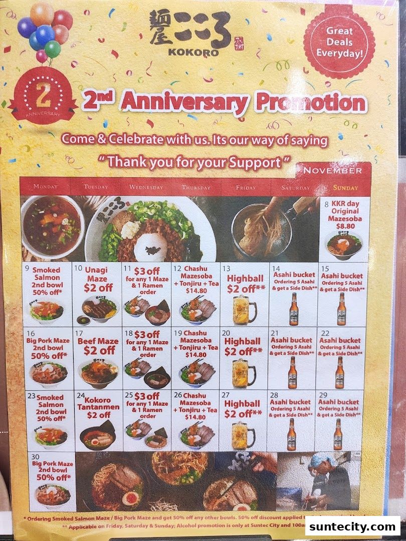Menu page for Menya Kokoro  Suntec City