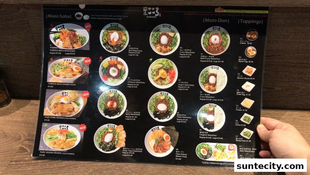 Menu page for Menya Kokoro  Suntec City