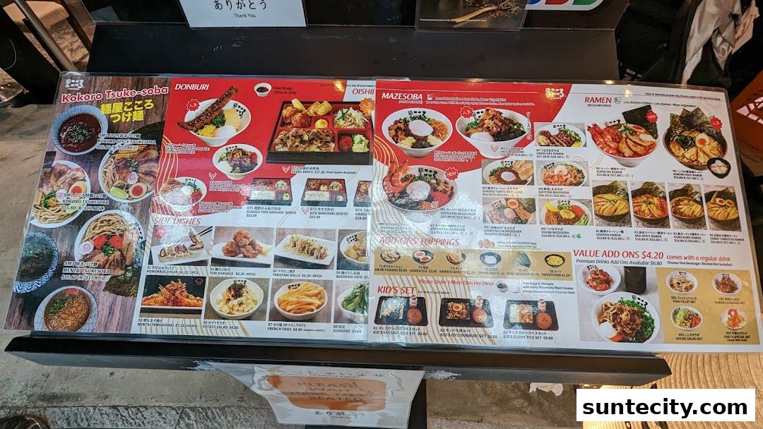 Menu page for Menya Kokoro  Suntec City