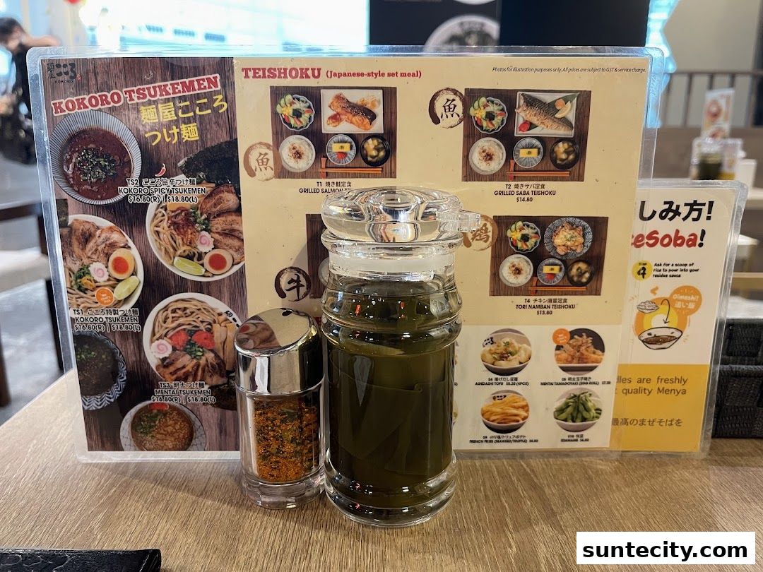 Menu page for Menya Kokoro  Suntec City