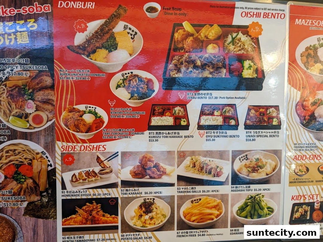 Menu page for Menya Kokoro  Suntec City