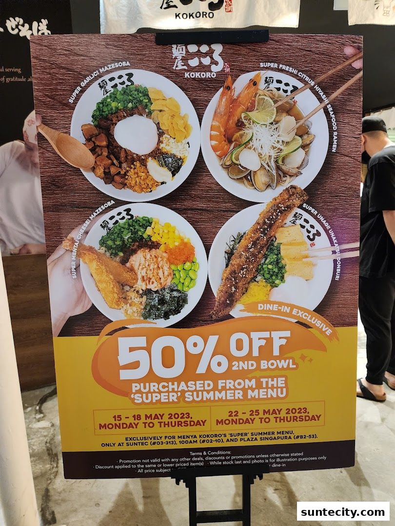 Menu page for Menya Kokoro  Suntec City