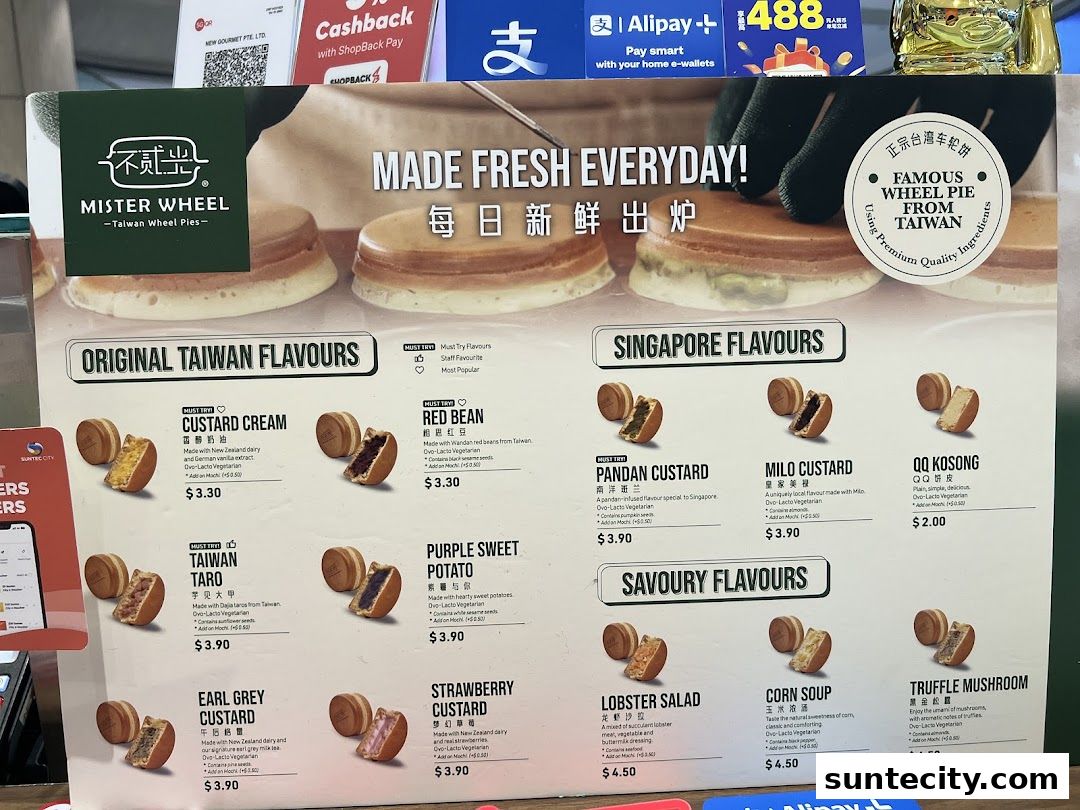 Menu page for Mister Wheel Singapore 不貳光車輪餅