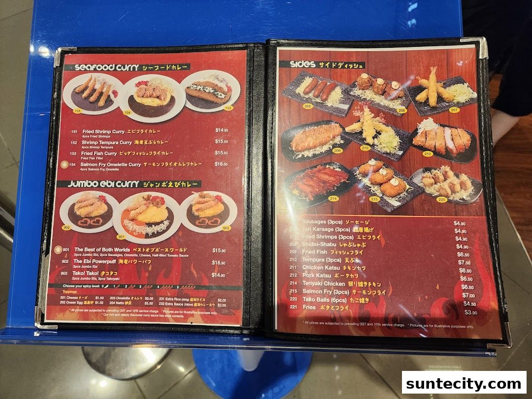 Menu page for Monster Curry