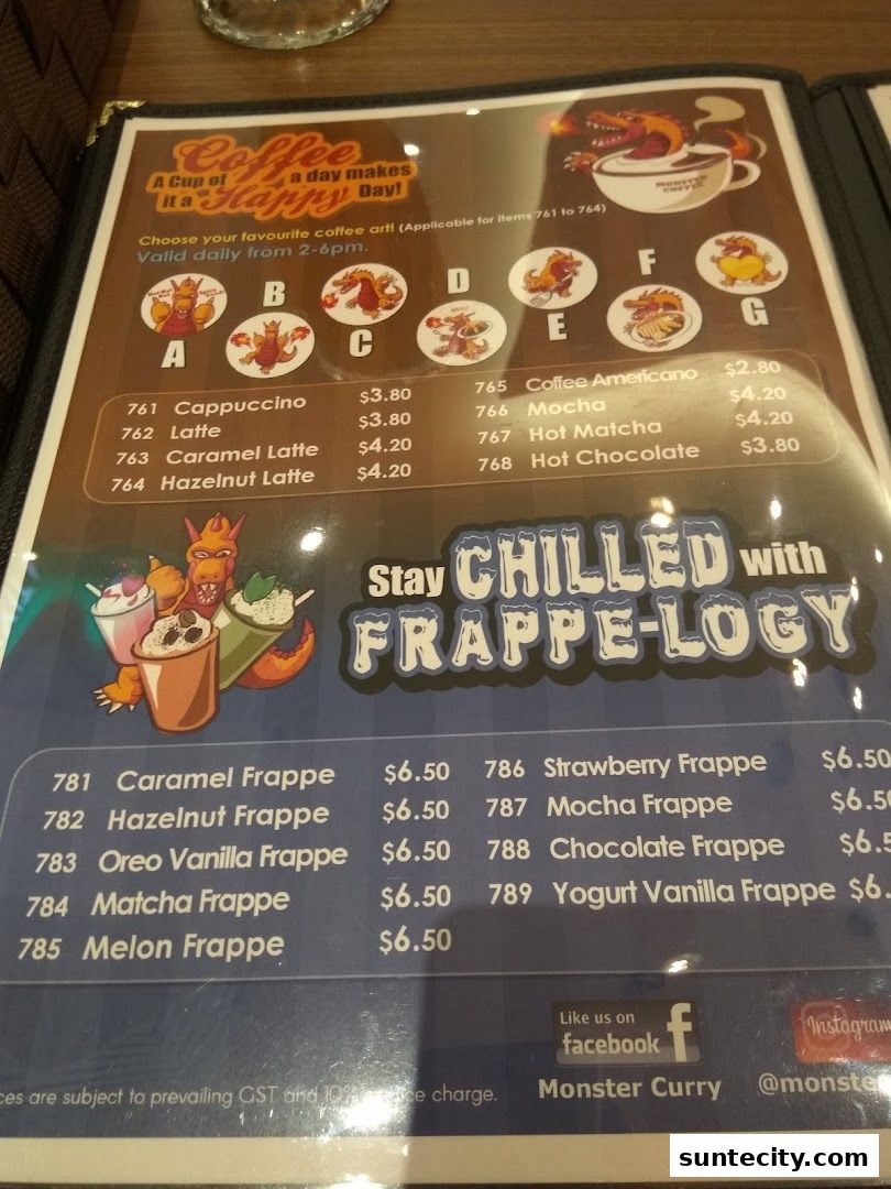 Menu page for Monster Curry