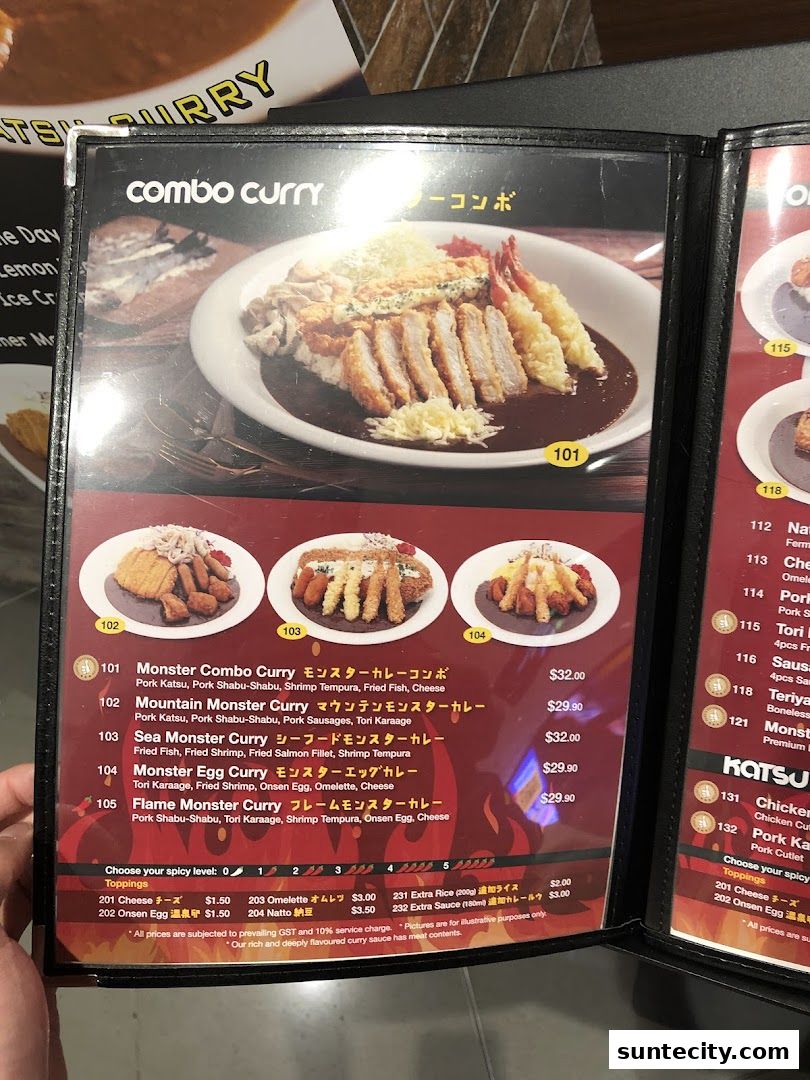 Menu page for Monster Curry