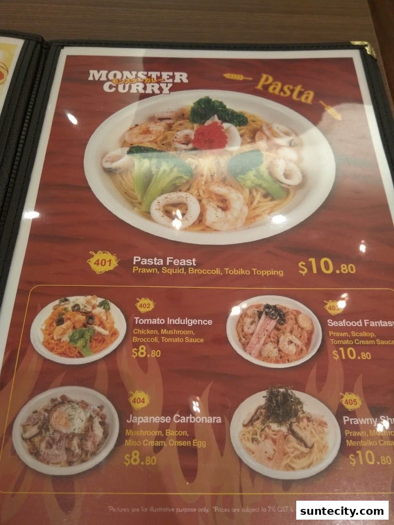 Menu page for Monster Curry
