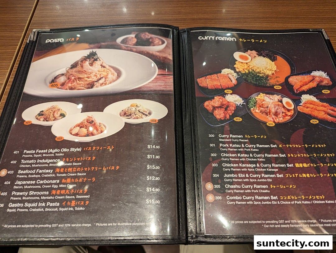 Menu page for Monster Curry