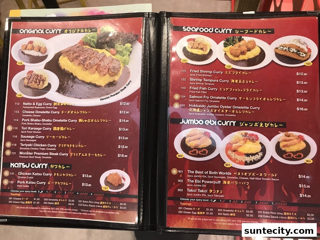 Menu page for Monster Curry