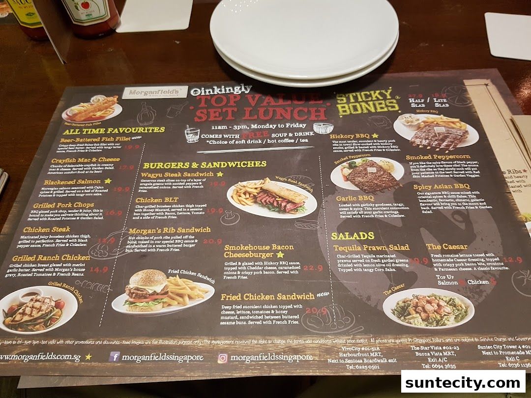 Menu page for Morganfields  Suntec City