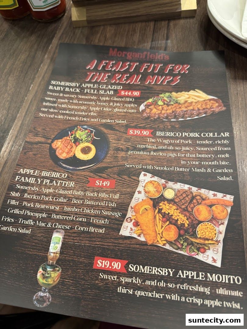 Menu page for Morganfields  Suntec City