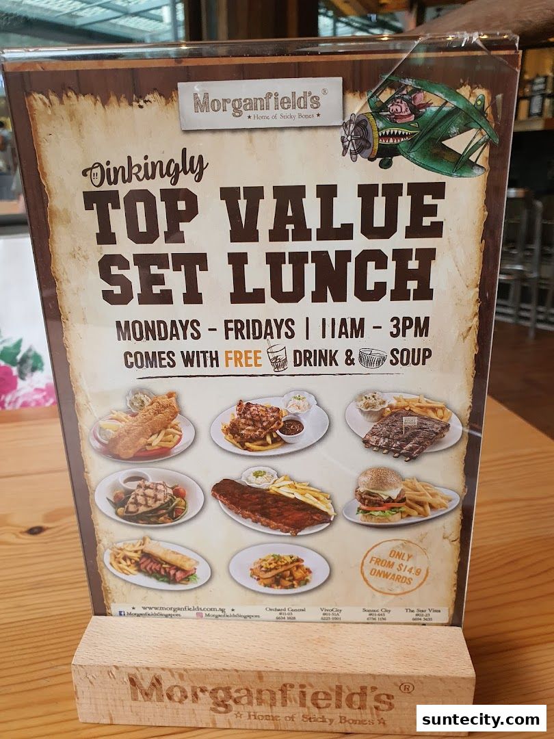Menu page for Morganfields  Suntec City