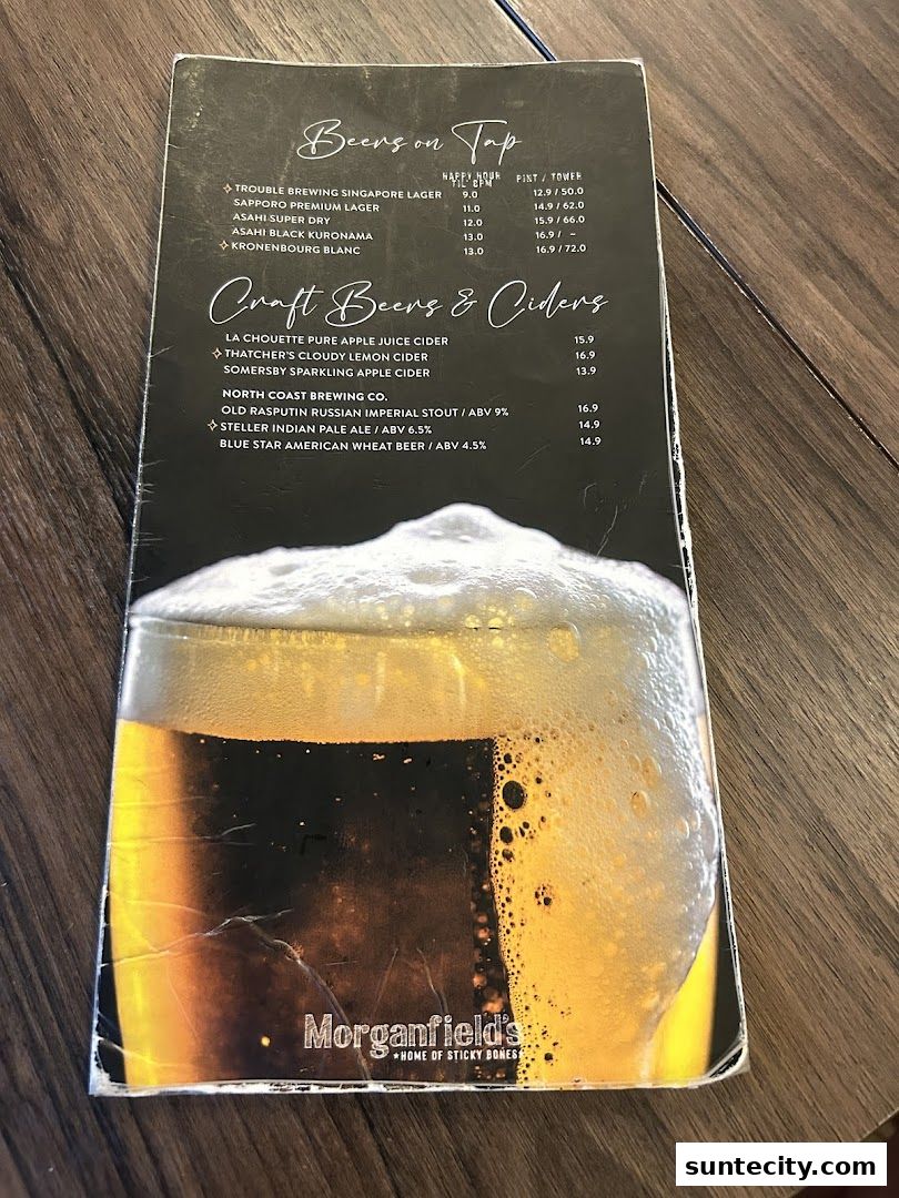 Menu page for Morganfields  Suntec City