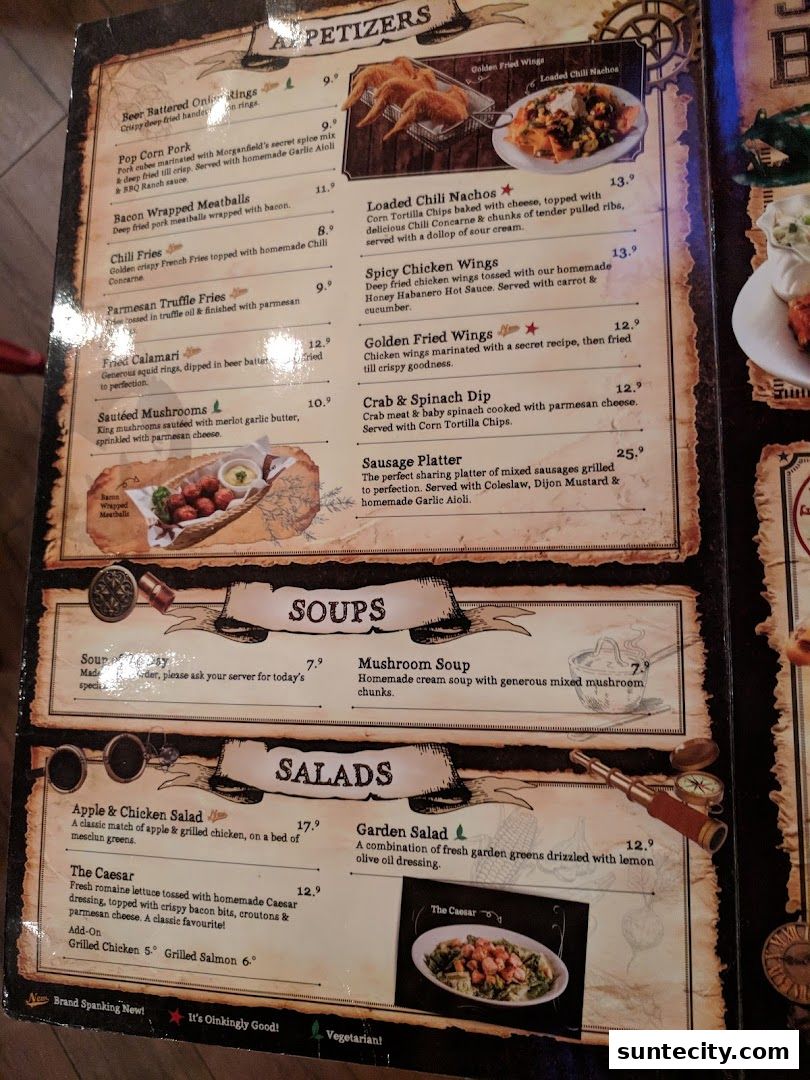Menu page for Morganfields  Suntec City